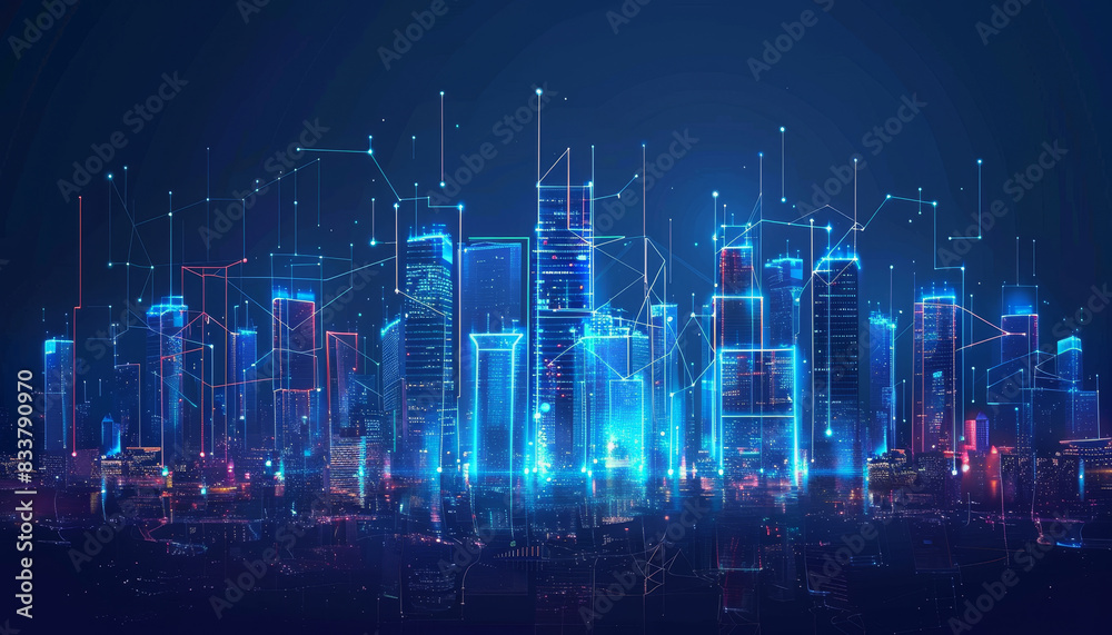 A cityscape with buildings and lights in the background by AI generated image A cityscape with buildings and lights in the background by AI generated image