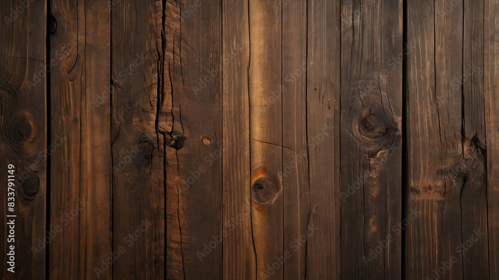 Naklejka premium Dark wood texture on wooden wall background 