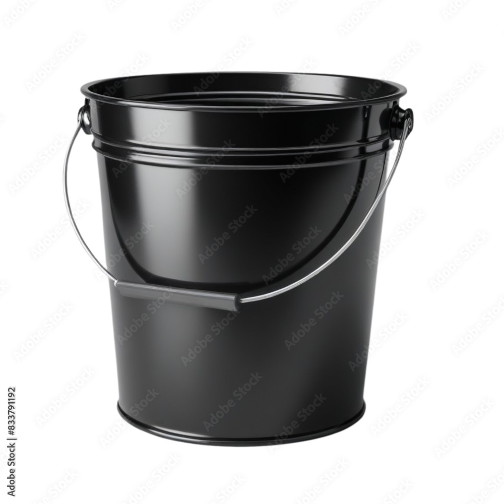 Front view of empty unpainted black plastics bucket on Isolated transparent background png. generated with AI Front view of empty unpainted black plastics bucket on Isolated transparent background png. generated with AI
