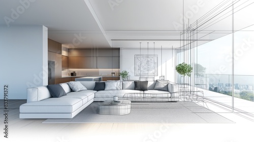 architectural drawing of living room