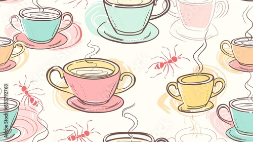 Wallpaper Mural Hand-drawn seamless pattern depicting pastel-colored headphones, microphones, and musical notes, creating a modern and vibrant music design Torontodigital.ca