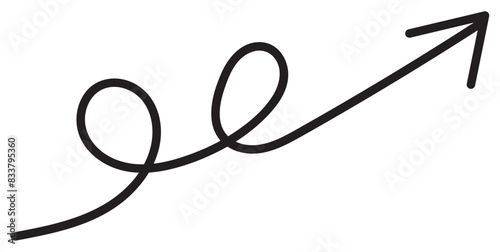Long curved hand drawn arrow vector