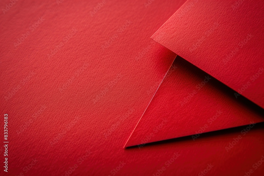 Close up of red paper with triangle shape in corner, abstract geometric background for design inspiration Close up of red paper with triangle shape in corner, abstract geometric background for design inspiration