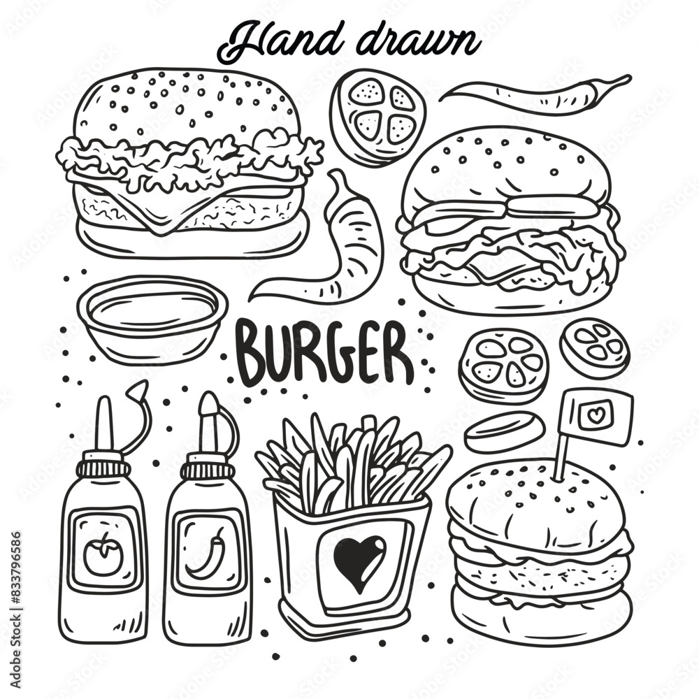 burger cartoon icon set element vector burger cartoon icon set element vector