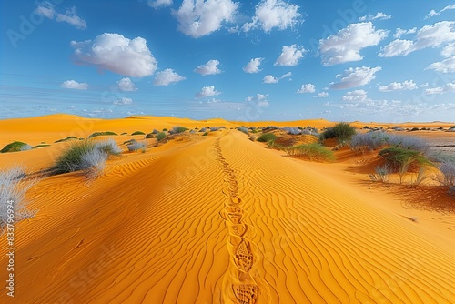 Sahara desert  yellow sand dunes in the sahara desert  shot