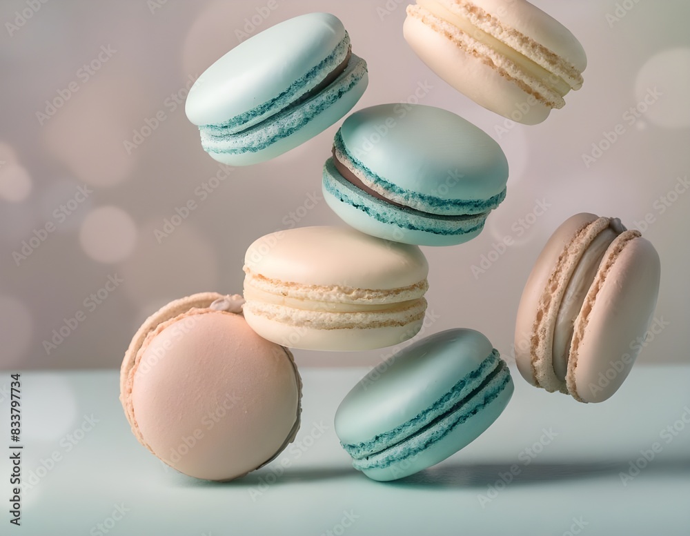 Colorful Macaroons Floating in the Air Colorful Macaroons Floating in the Air