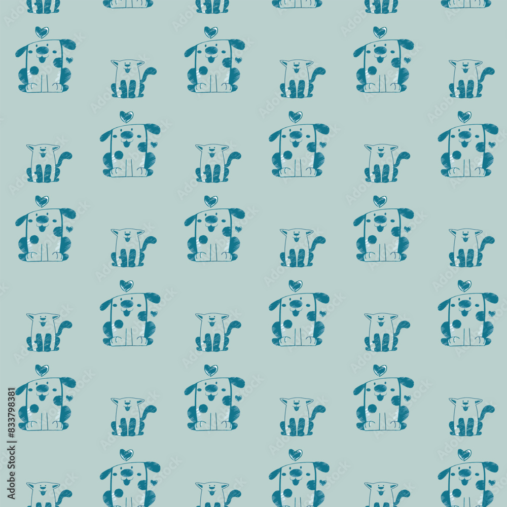 Obraz premium Happy Corgis Seamless Vector Pattern Design
