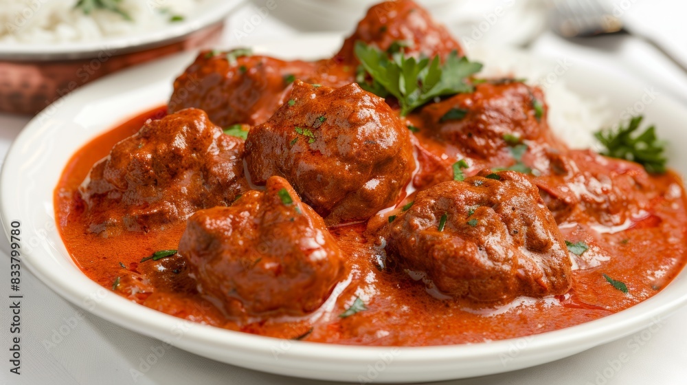 Delicious Meatballs in Rich Tomato Sauce with Fresh Herbs Garnish Delicious Meatballs in Rich Tomato Sauce with Fresh Herbs Garnish