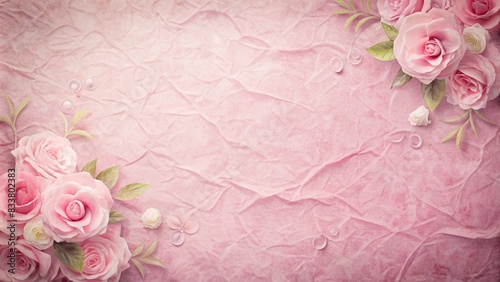 pink roses on a vintage background, pink wedding paper texture.