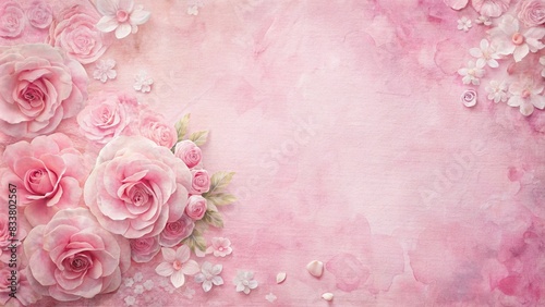 pink roses on a vintage background, pink wedding paper texture.