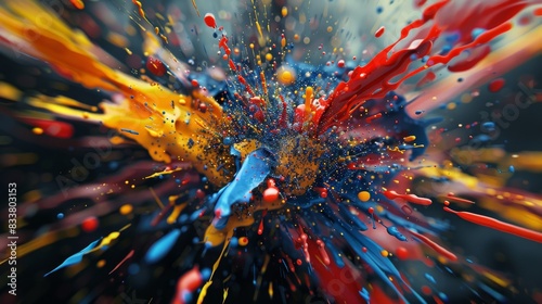 Capture the essence of the birth of new ideas with a visually striking paint splatter radiating energy photo