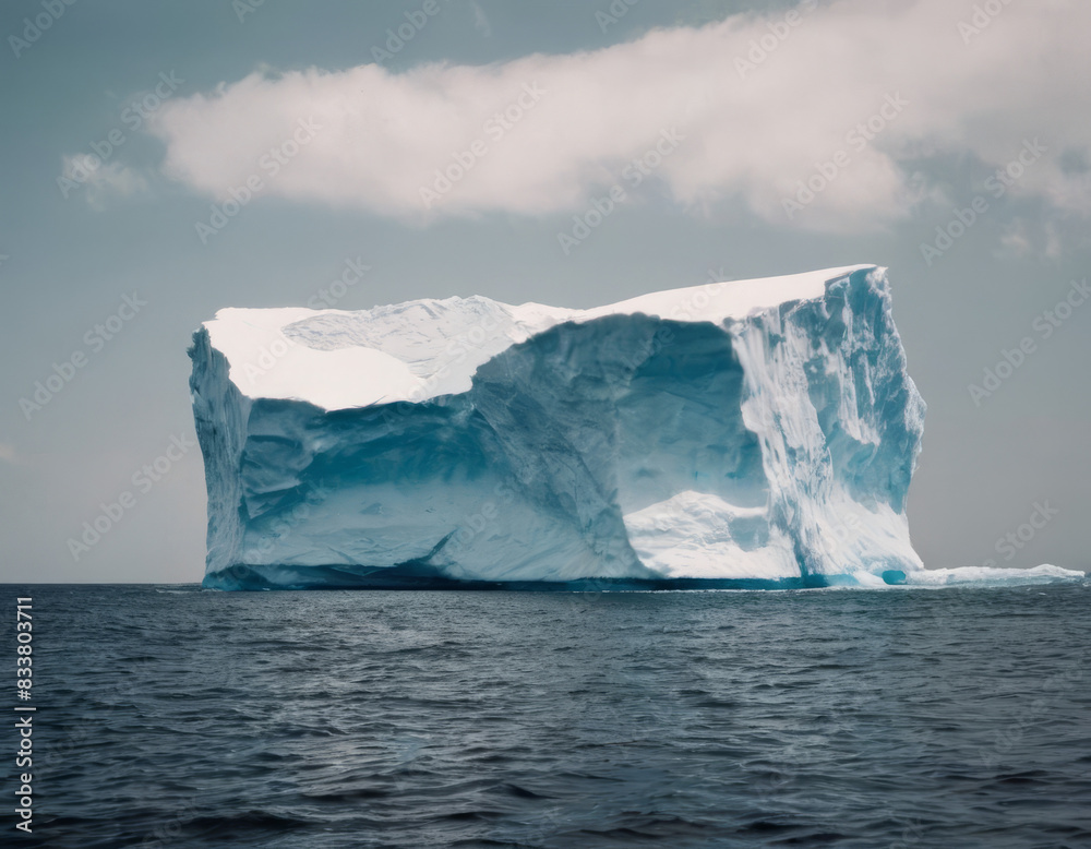 L'iceberg si erge contro un cielo notturno, con l'aurora boreale che danza sopra di esso, creando uno spettacolo magico. L'iceberg si erge contro un cielo notturno, con l'aurora boreale che danza sopra di esso, creando uno spettacolo magico.