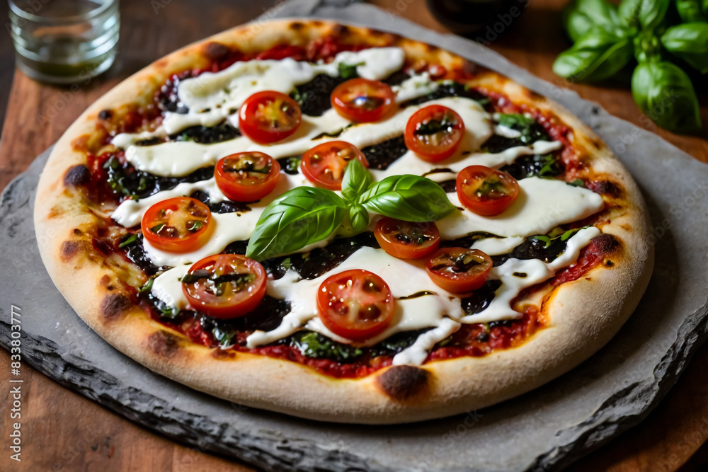 A gourmet pizza bianca topped with creamy ricotta cheese