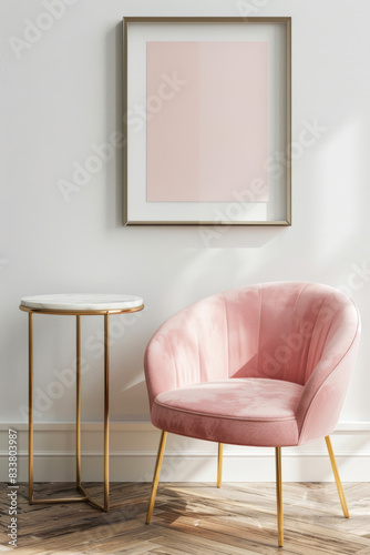 Stylish pink chair and table interior setup