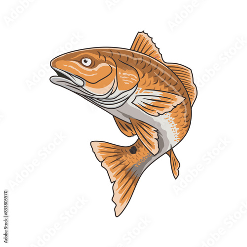 redfish fishing illustration logo vector image t shirt
