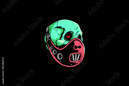 Human skull head with psychopath mask vector image template