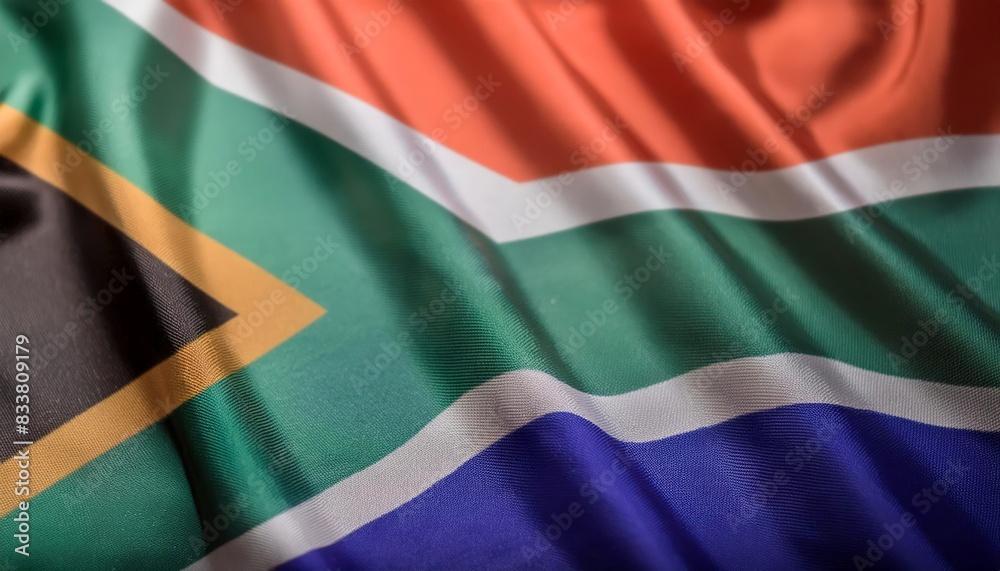 Wavy South African National Flag with Vibrant Colors and Detailed Fabric Texture Wavy South African National Flag with Vibrant Colors and Detailed Fabric Texture