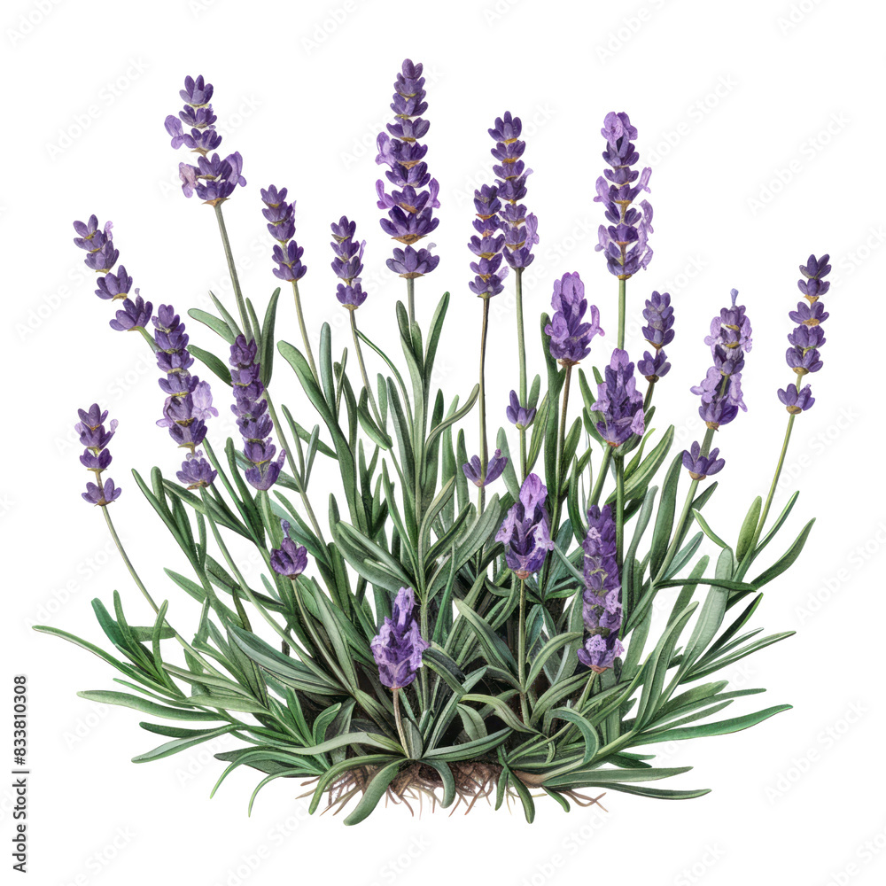 Fototapeta premium Lavender and assorted flowers isolated on white background