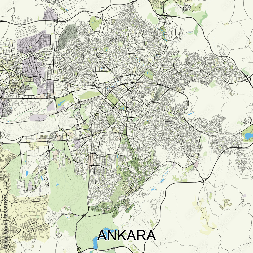 Ankara, Turkey map poster art