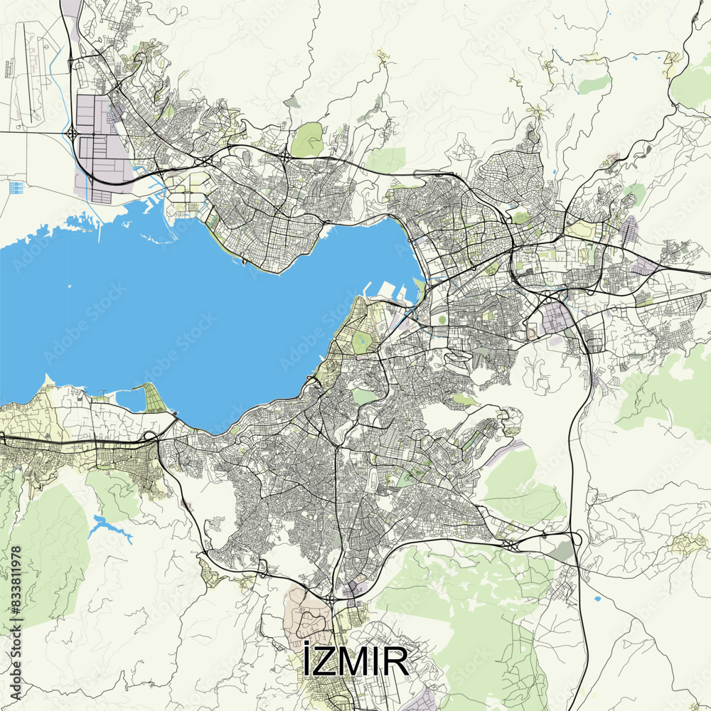 Fototapeta premium İzmir, Turkey map poster art