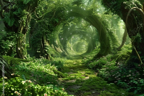 mossy forest with vines and ancient trees