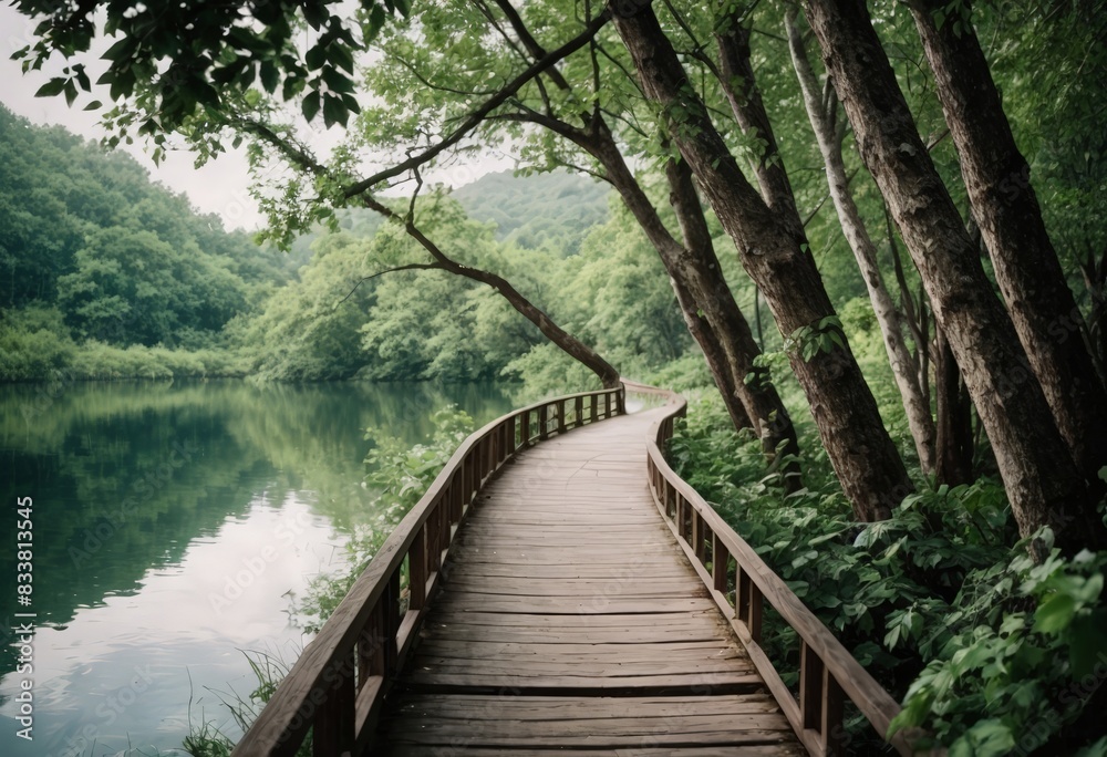 wooden bridge in the forest wooden bridge in the forest