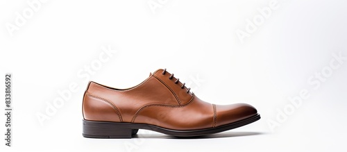 Brown leather men's shoe is...