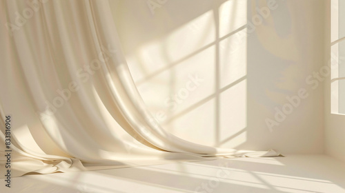 Gentle light beige background with soft window shadow, minimalistic for product presentation