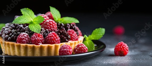A Blackberry tart with a ga...