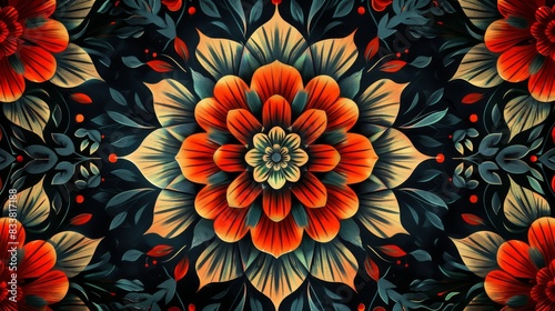 Kaleidoscopic Effects, Bold, kaleidoscopic patterns with high contrast and symmetry