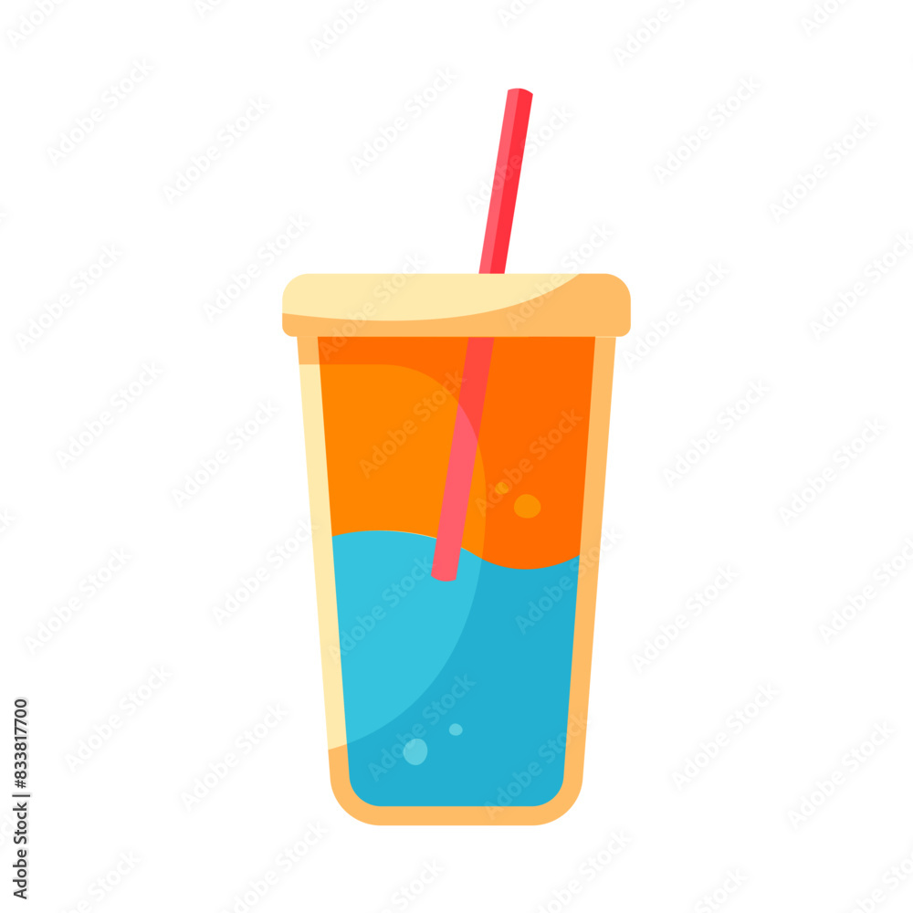 Two layers lemonade in plastic glass. Summertime beach fresh drink. Beverage Two layers lemonade in plastic glass. Summertime beach fresh drink. Beverage