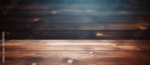 Wooden table with empty cop...