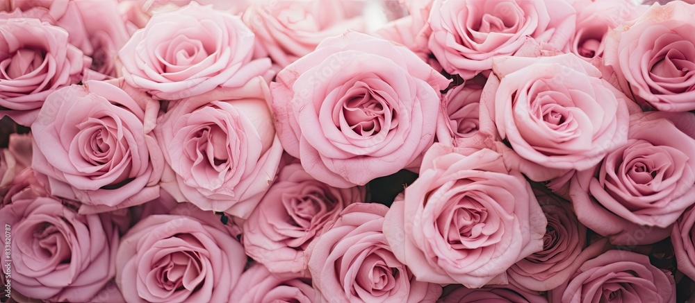 Fresh pink roses pattern in garden, with copy space image. Fresh pink roses pattern in garden, with copy space image.
