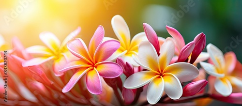Colorful plumeria flower with copy space image.