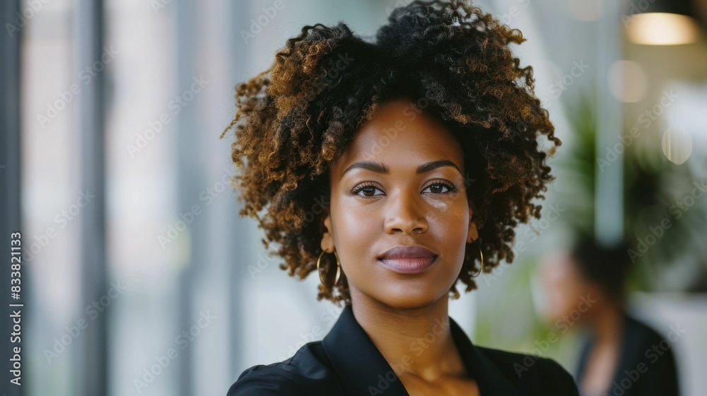 Professional woman in a bright office, discussing strategies with colleagues, wearing minimal makeup. Professional woman in a bright office, discussing strategies with colleagues, wearing minimal makeup.