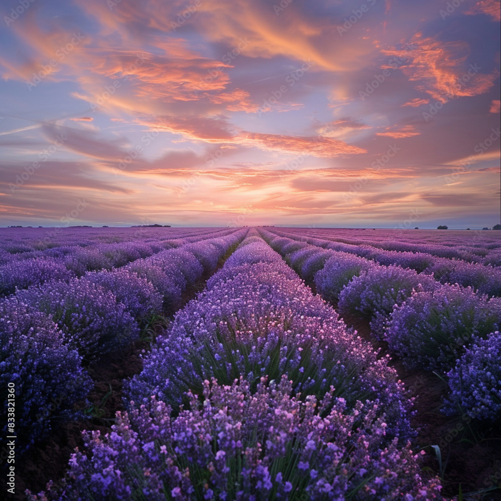 Obraz premium lavender field at sunset