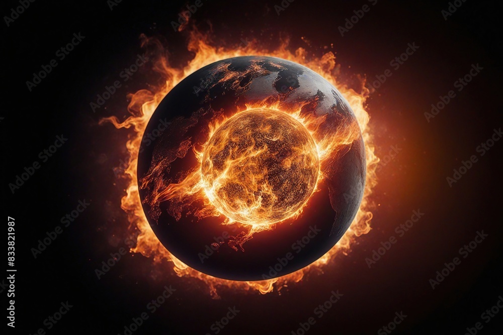 Fototapeta premium burning earth in fire