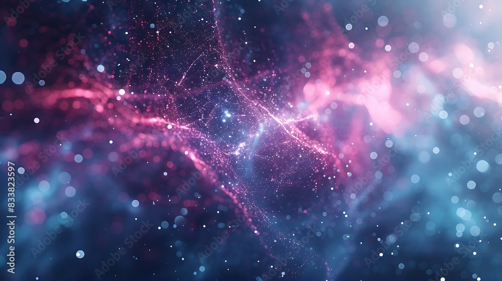 Obraz premium Futuristic Sci-Fi Template with Dynamic Plexus Effect and Copy Space for Text