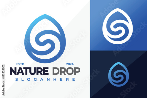 Letter S Nature Drop Blue logo design vector symbol icon illustration