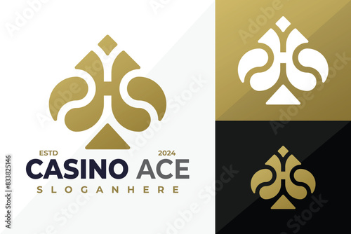 Letter H Casino Ace logo design vector symbol icon illustration