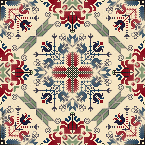 Traditional Bulgarian embroidery vector pattern