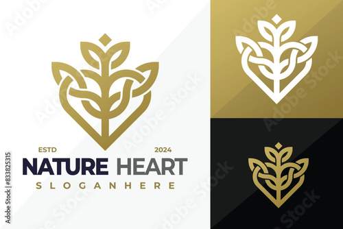 Nature Heart Leaves logo design vector symbol icon illustration photo