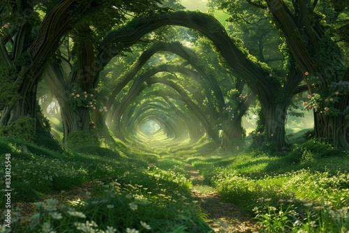 green forest with mossy trees and vines