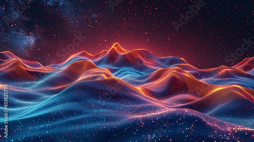 Digital Desert, A desert with digital and neon patterns © DarkinStudio