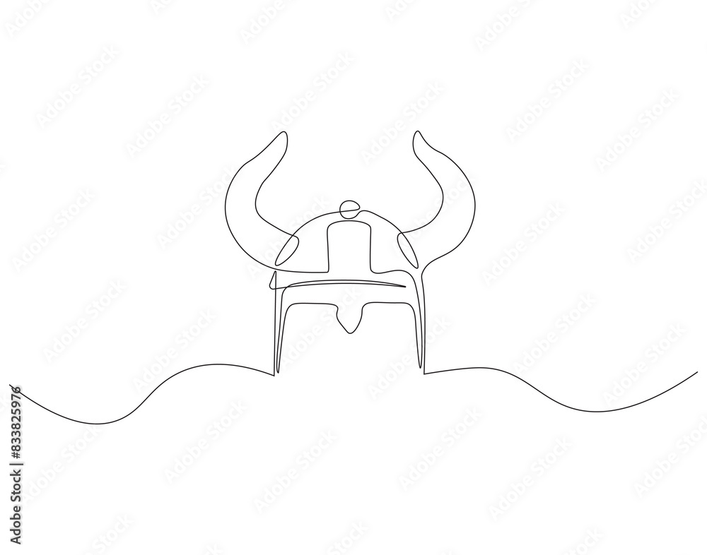 Continuous one line drawing of viking helmet. One line drawing illustration horned helmet in medieval. Ancient greek seaman concept continuous line art. Editable outline. Continuous one line drawing of viking helmet. One line drawing illustration horned helmet in medieval. Ancient greek seaman concept continuous line art. Editable outline.