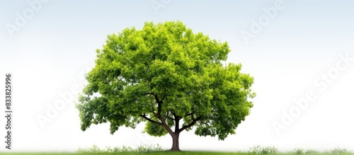 Isolated summer tree on white backdrop with copy space image.