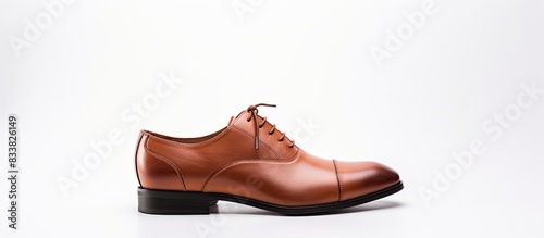 Brown leather men's shoe is...