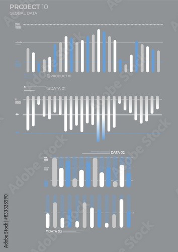 Business analysis charts in color. Finance Charts.