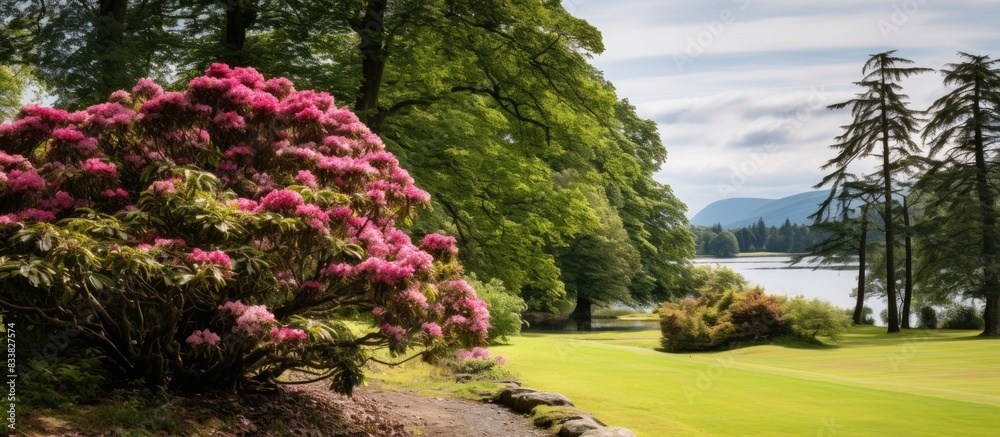 East Renfrewshire, Scotland showcases blooming plants in a picturesque setting with ample copy space image.