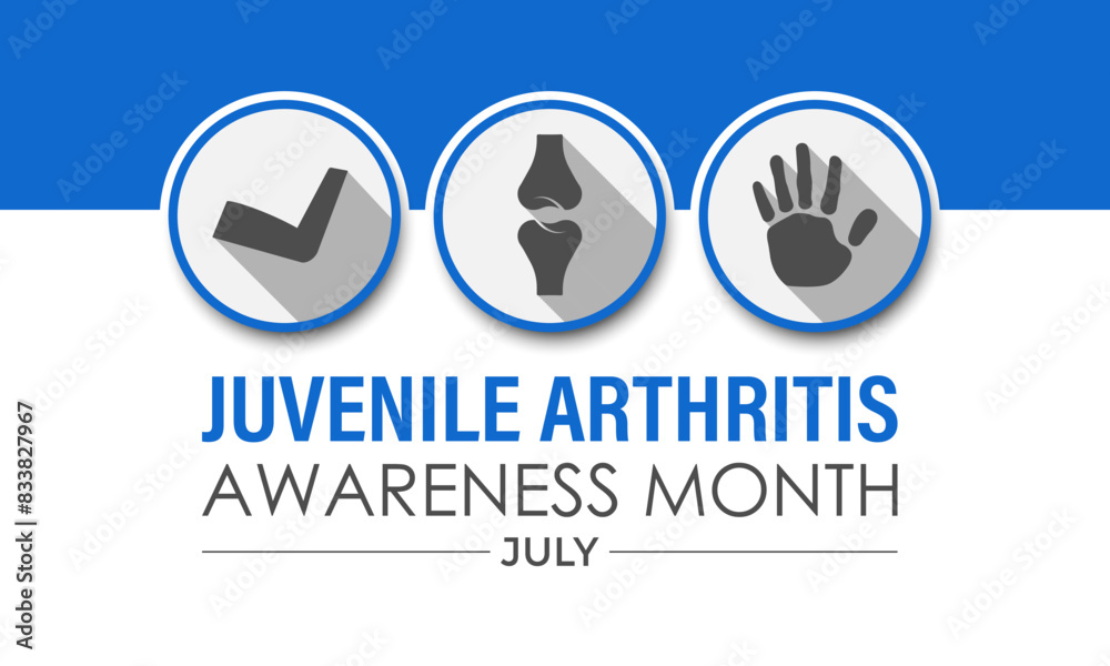 Vector illustration Juvenile Arthritis awareness month is observed every year in July. The important symptoms of the diseases joint swelling and pain. Banner poster, flyer and background design. Vector illustration Juvenile Arthritis awareness month is observed every year in July. The important symptoms of the diseases joint swelling and pain. Banner poster, flyer and background design.